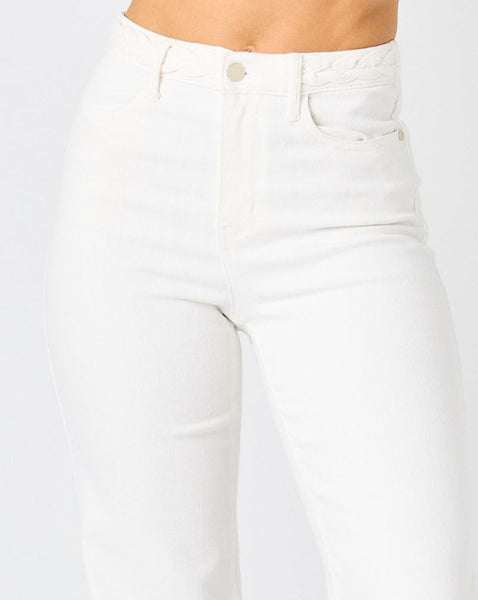 HW BRAIDED WAISTBAND DETAIL JEANS BY JUDY BLUE