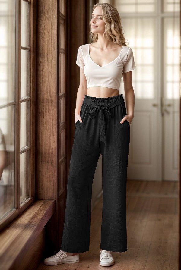 CAROLA WRINKLE PANTS BLACK main image 1
