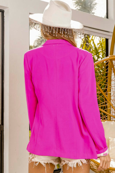 PRETTY IN PINK LINED CLASSIC BLAZER