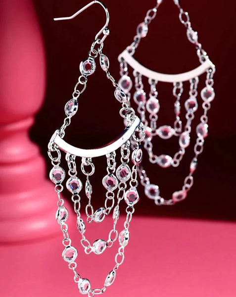 MILEY CRYSTAL DROP CHAIN EARRINGS - Salty Lime Boutique