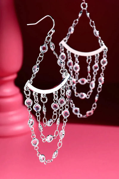 MILEY CRYSTAL DROP CHAIN EARRINGS - Salty Lime Boutique