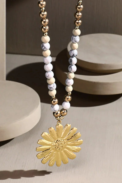 ALL OF ME SUNFLOWER BEADED NECKLACE - 2 COLORS