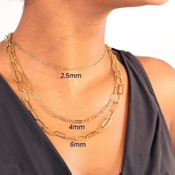 18K GOLD PLATED PAPERCLIP CHAIN NECKLACE