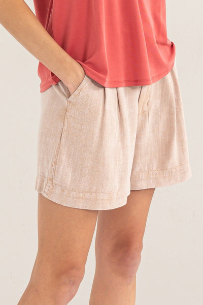 SUMMER STAPLE MINERAL WASHED LINEN SHORTS