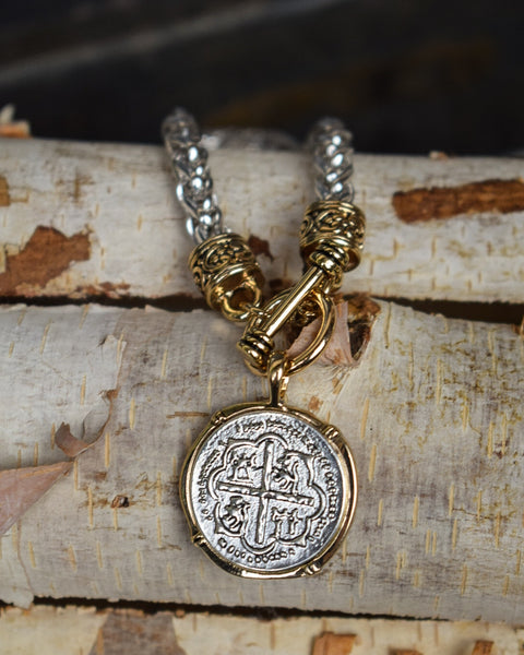 COIN ROPE CHAIN BRACELET - SILVER/GOLD