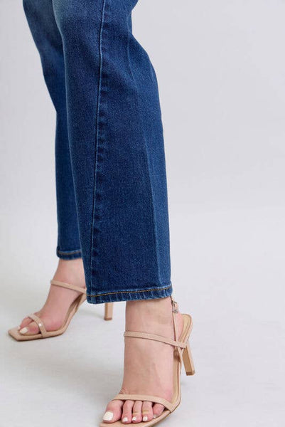 MID RISE SIDE SEAM DETAIL STRAIGHT JEANS BY JUDY BLUE - REG/CURVY
