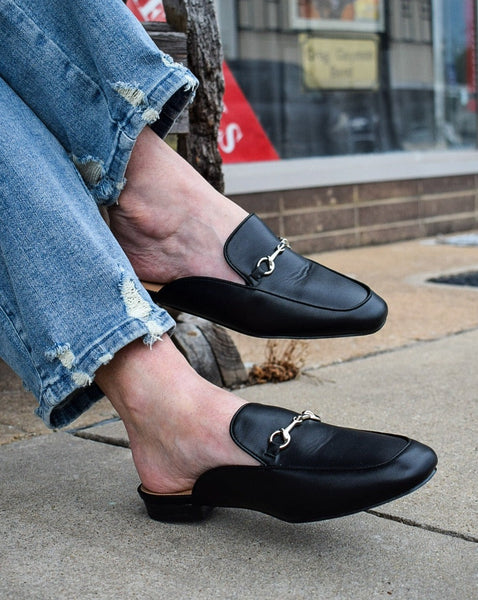 CHARMER FLAT MULE BY CORKYS - BLACK
