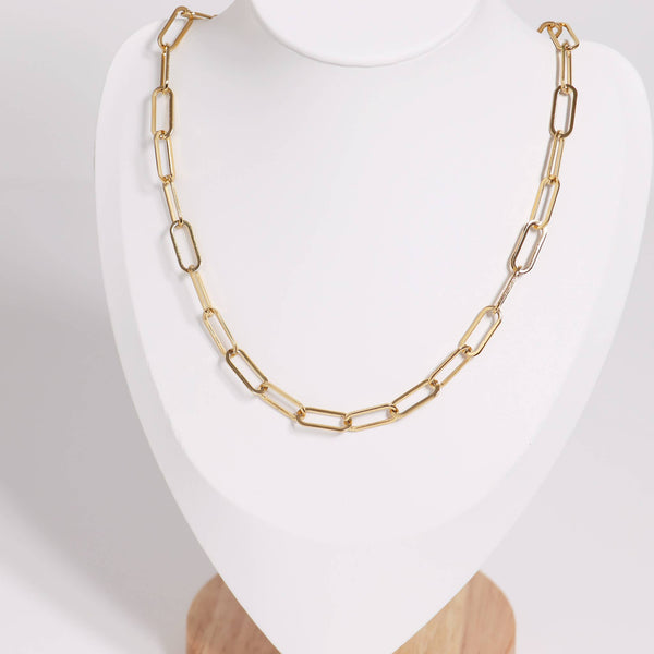 18K GOLD PLATED PAPERCLIP CHAIN NECKLACE