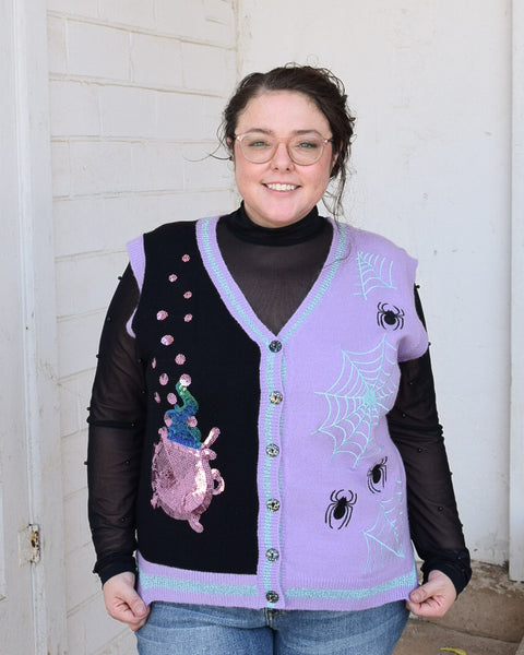 WITCHY ELEMENTS SWEATER VEST- BLACK - REG/CURVY