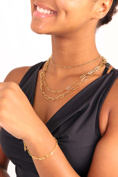 18K GOLD PLATED PAPERCLIP CHAIN NECKLACE