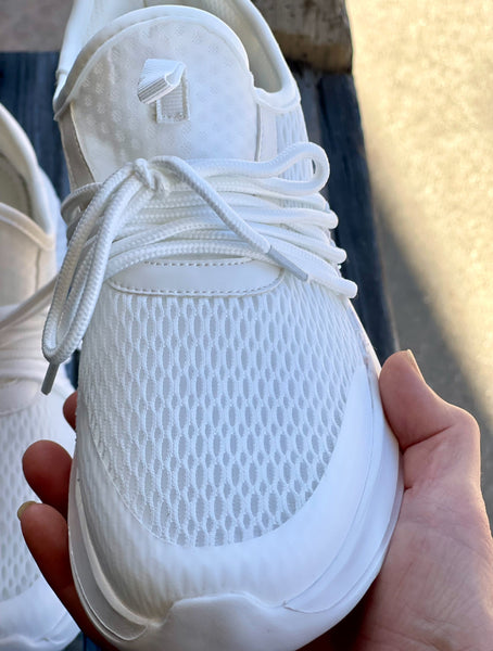 WHITE GLITTER SOFT SERVE SNEAKER BY CORKYS