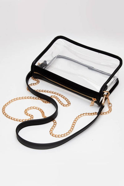 CLEAR RECTANGLE STADIUM CONCERT CROSSBODY BAG - ORANGE