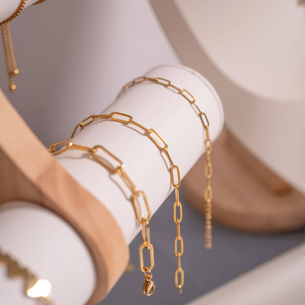 18K GOLD PLATED PAPERCLIP CHAIN BRACELET - GOLD