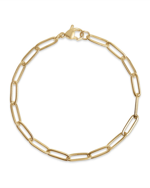 18K GOLD PLATED PAPERCLIP CHAIN BRACELET - GOLD
