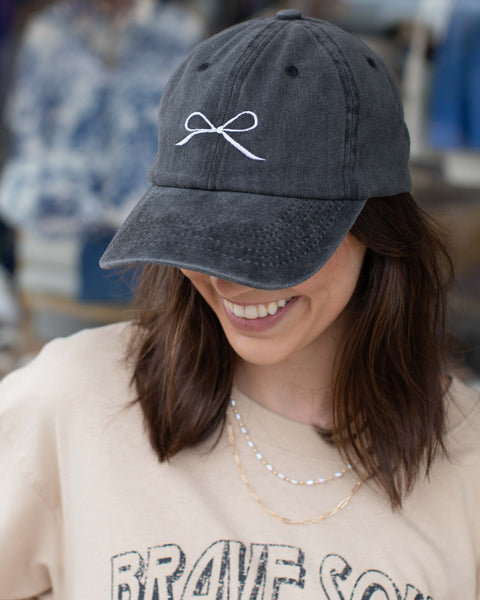 BOW EMBROIDERED CAP - 6 COLORS