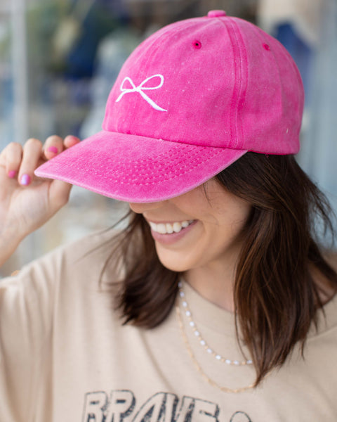 BOW EMBROIDERED CAP - 6 COLORS