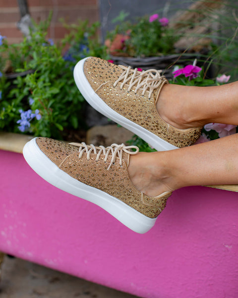 BEDAZZLE GOLD RHINESTONE SNEAKS BY CORKYS
