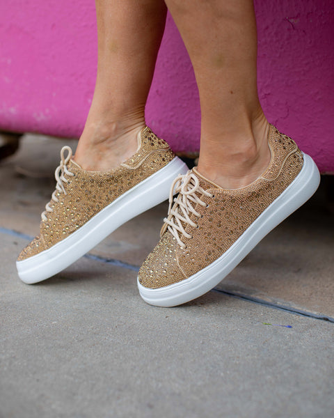 BEDAZZLE GOLD RHINESTONE SNEAKS BY CORKYS
