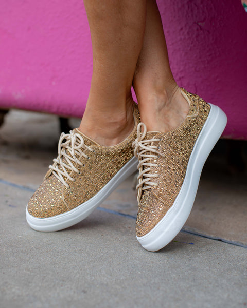 BEDAZZLE GOLD RHINESTONE SNEAKS BY CORKYS