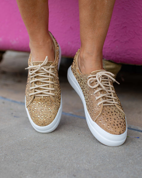 BEDAZZLE GOLD RHINESTONE SNEAKS BY CORKYS