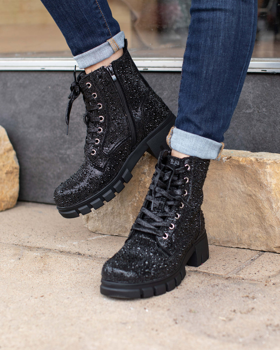 Corky's Mood Lace Up Boot in Black Rhinestones – Emma Lou's Boutique