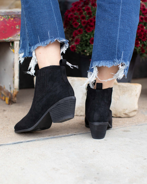 BLACK POTION FAUX SUEDE BOOTIE BY CORKYS