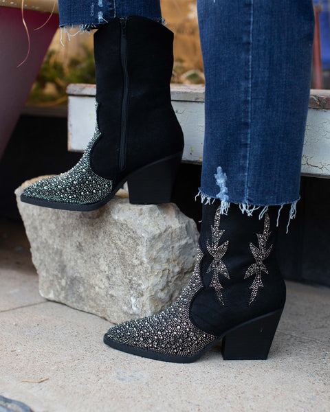 BLACK LUX CRYSTAL BOOT BY VERY G