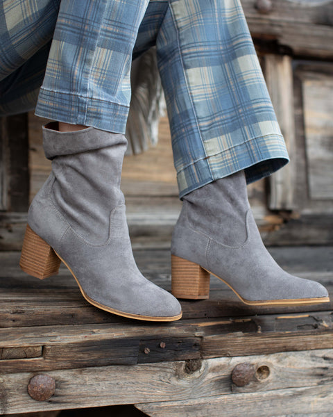 FAUX SUEDE SLOUCH BOOT BY CORKY'S - GREY - Salty Lime Boutique