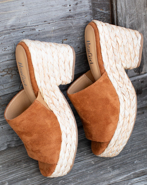 SOLSTICE ESPRDRILLE WEDGE BY CORKY'S - COGNAC