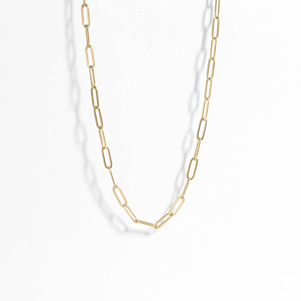 18K GOLD PLATED PAPERCLIP CHAIN NECKLACE