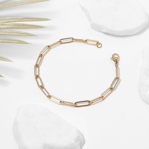 18K GOLD PLATED PAPERCLIP CHAIN BRACELET - GOLD