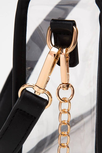 CLEAR RECTANGLE STADIUM CONCERT CROSSBODY BAG - ORANGE