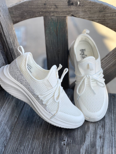 WHITE GLITTER SOFT SERVE SNEAKER BY CORKYS