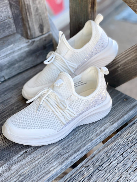 WHITE GLITTER SOFT SERVE SNEAKER BY CORKYS
