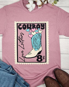 COWBOY STAMP LOVE LETTERS GRAPHIC TEE