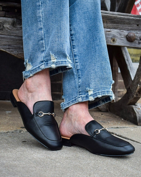CHARMER FLAT MULE BY CORKYS - BLACK