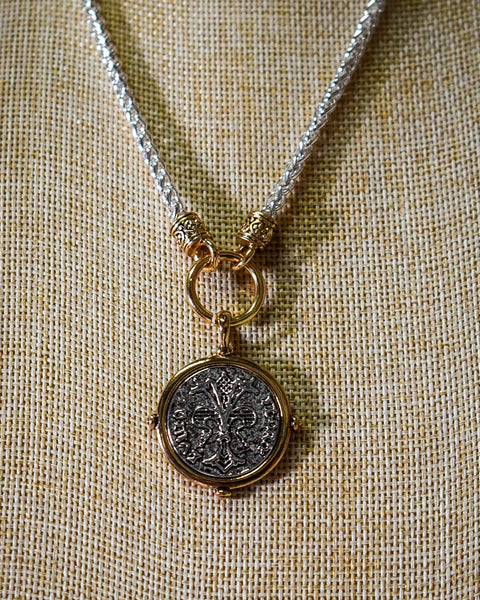VINTAGE TWO TONE COIN NECKLACE- ARROW