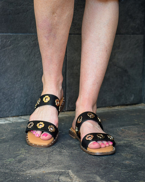 LOW TIDE SANDAL BY CORKYS- BLACK AND GOLD