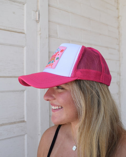MAN I FEEL LIKE A TEACHER TRUCKER HAT - HOT PINK/WHITE