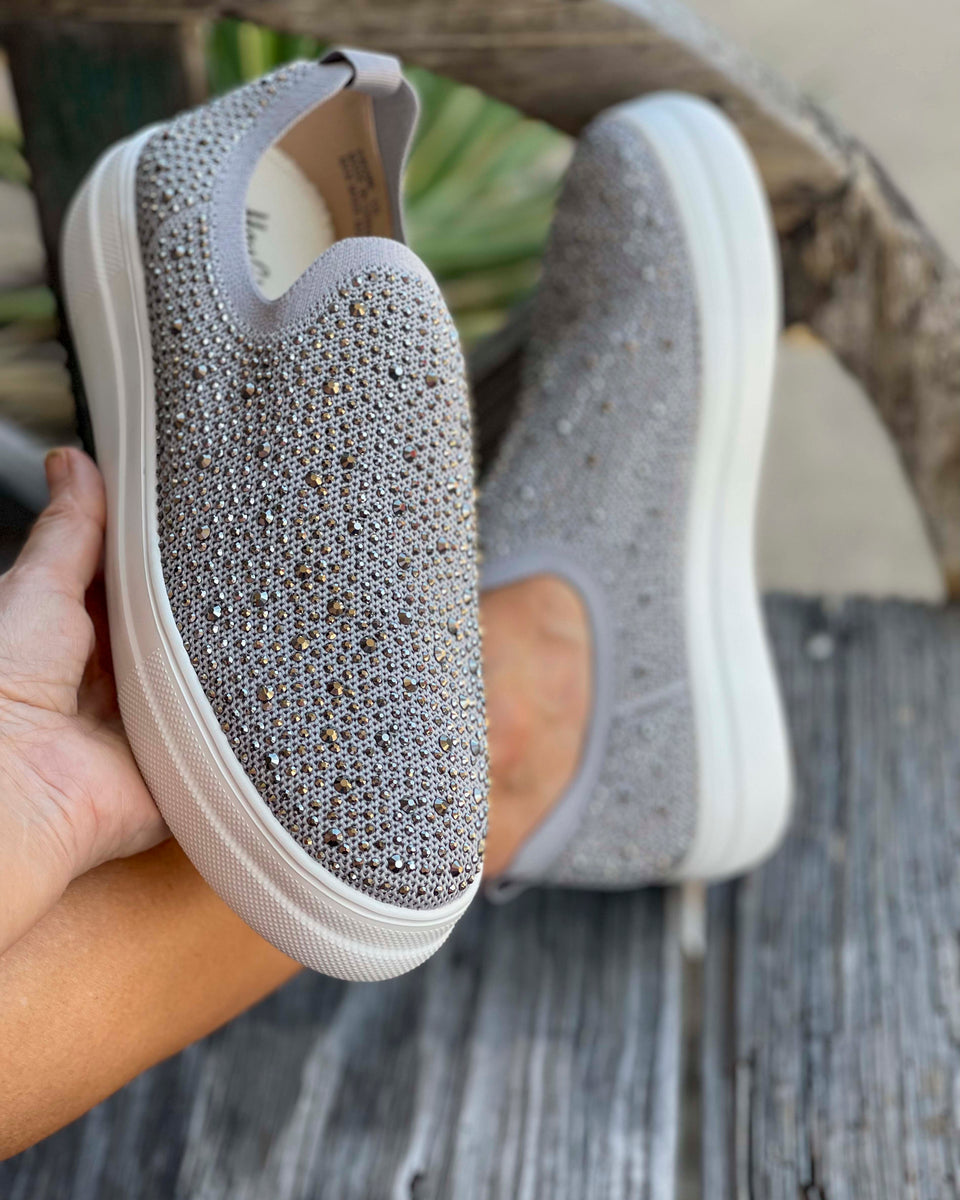 Kristen Grey Glitter Sneakers - Addy & Ry Boutique