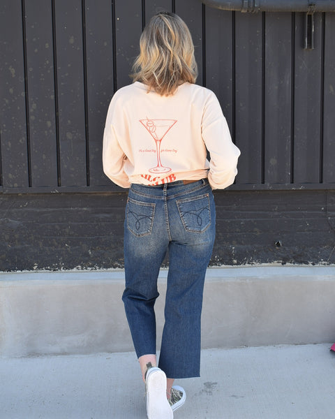 HIGH WAIST BACK POCKET EMBROIDERY CROP WIDE LEG JEAN BY JUDY BLUE - REG/CURVY