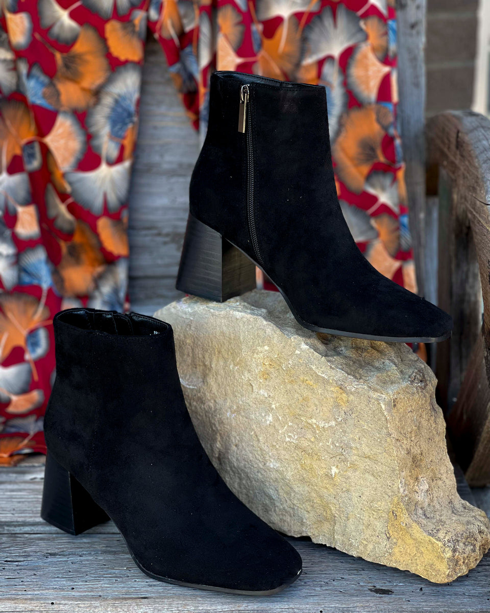 Black Faux Suede Put A Bow On It Corkys