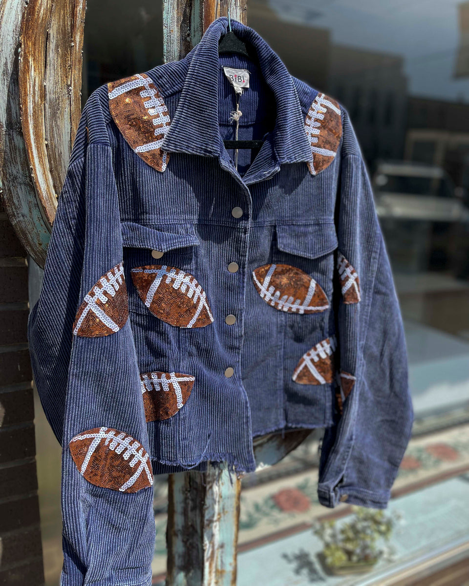 WILLOW VINTAGE CORDUROY JACKET WITH SEQUIN FOOTBALLS – Salty Lime