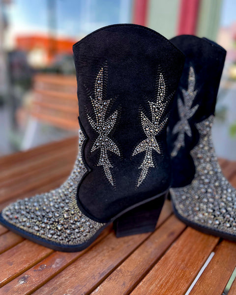 BLACK LUX CRYSTAL BOOT BY VERY G