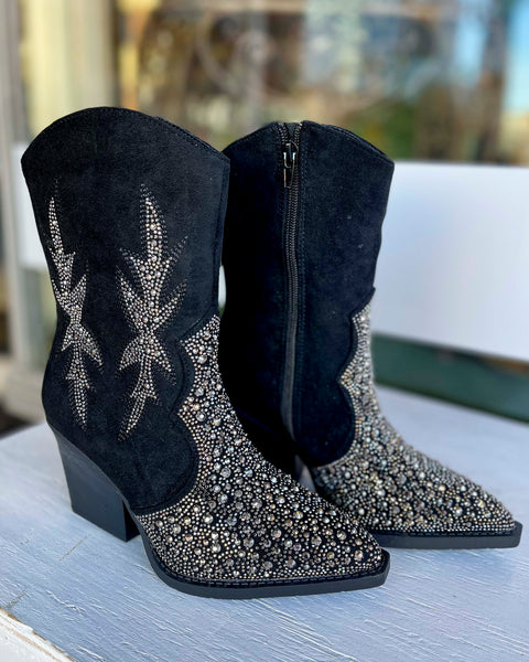 BLACK LUX CRYSTAL BOOT BY VERY G
