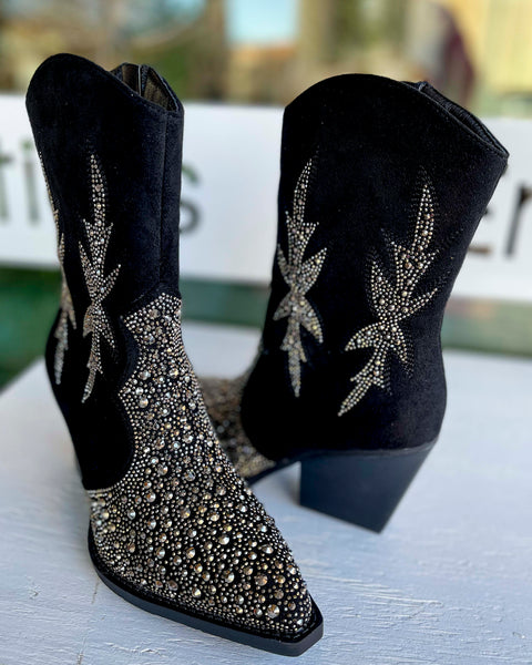 BLACK LUX CRYSTAL BOOT BY VERY G