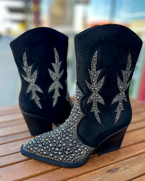 BLACK LUX CRYSTAL BOOT BY VERY G