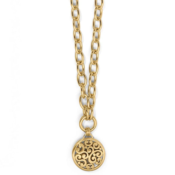 CONTEMPO MEDALLION GOLD CHARM NECKLACE- BRIGHTON