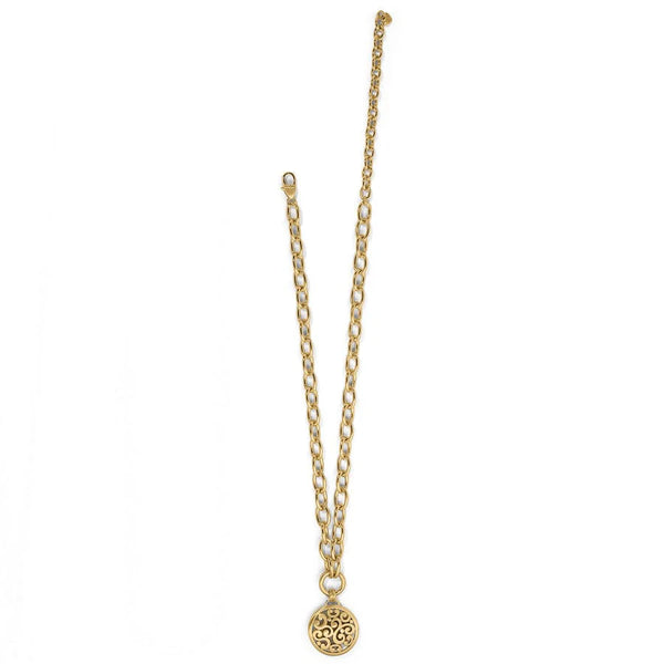 CONTEMPO MEDALLION GOLD CHARM NECKLACE- BRIGHTON