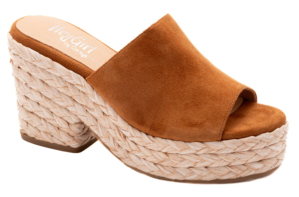 SOLSTICE ESPRDRILLE WEDGE BY CORKY'S - COGNAC